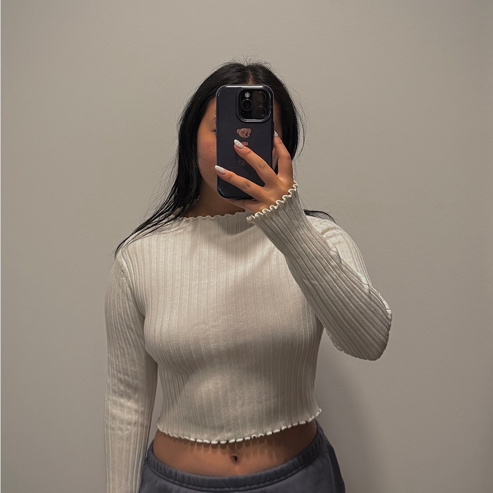 Princess Polly white long sleeve with ruffles